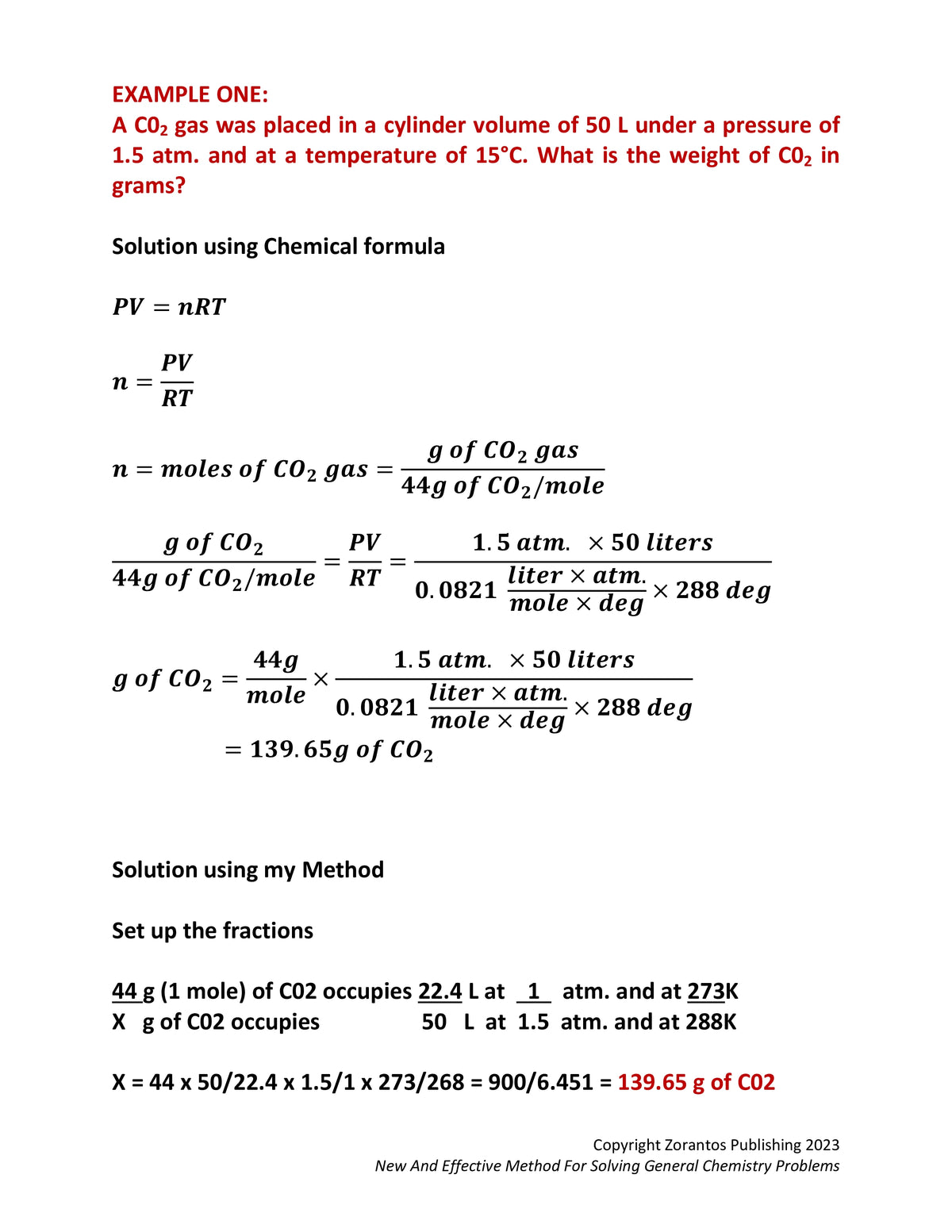 Chemistry Math Solving Example New and Effective Method for Solving General Chemistry Problems ...