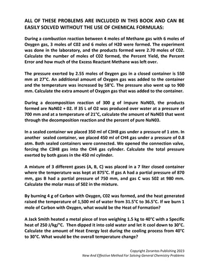 New and Effective Method for Solving General Chemistry Problems